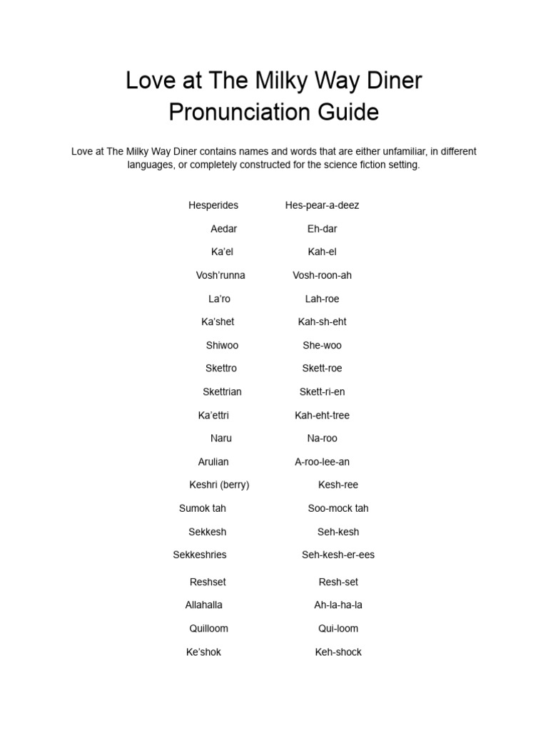 Pronunciation Guide for Diner Names | PDF