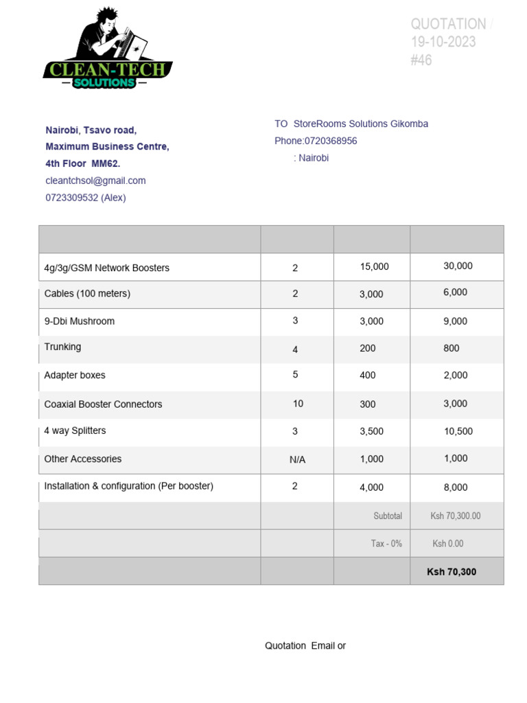 Quotation for Maximum Business Centre | PDF