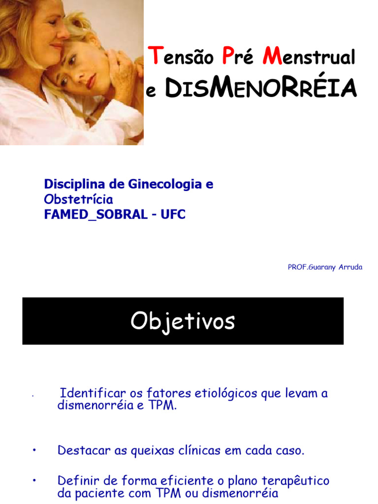 Dismenorreia e TPM: Diagnóstico e Tratamento | PDF | Menstruação ...