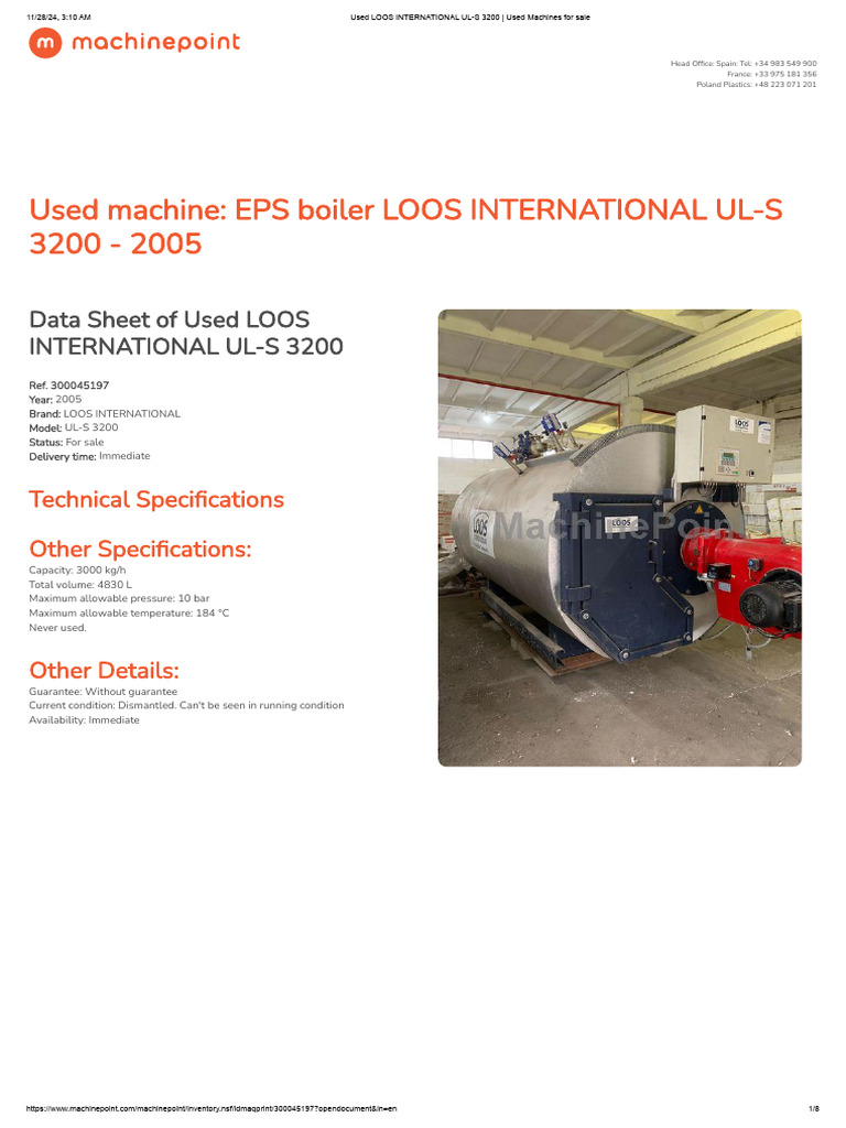 Used LOOS INTERNATIONAL UL-S 3200 - Used Machines For Sale | PDF ...