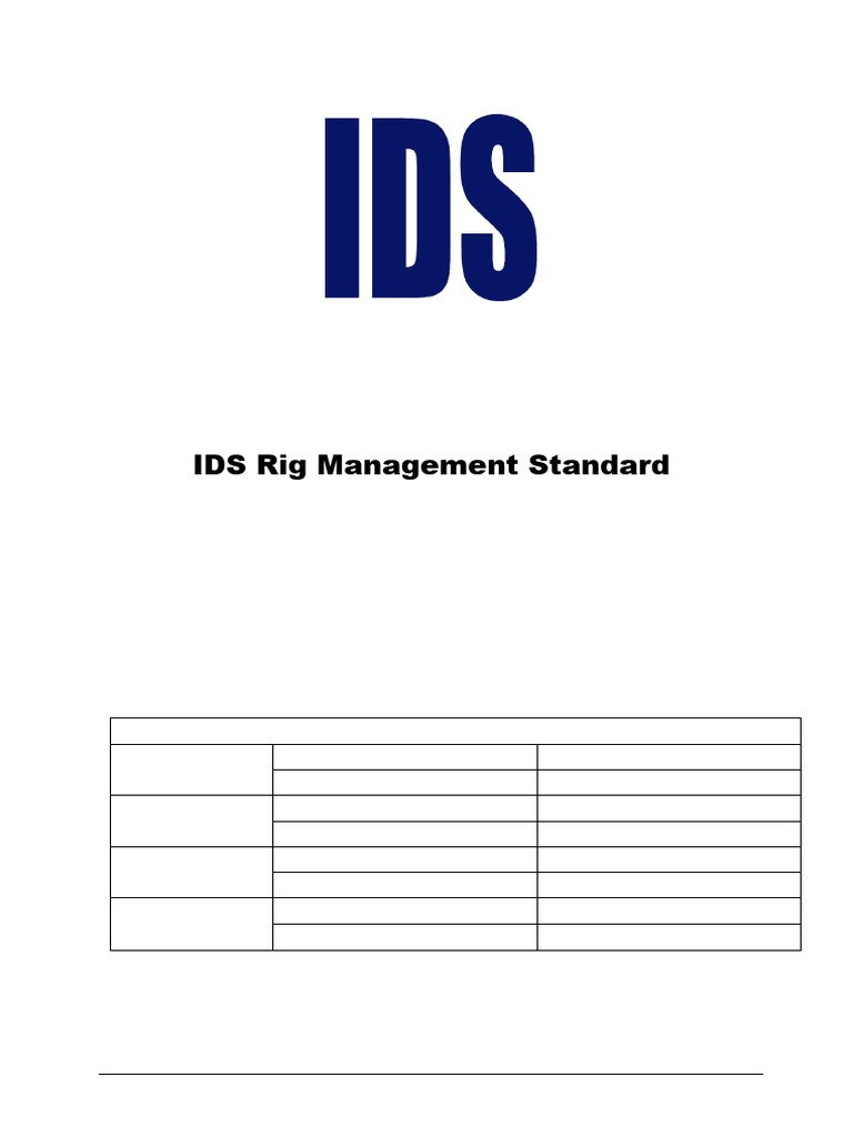 IDS Rig Management Standard Overview | PDF | Service Level Agreement ...