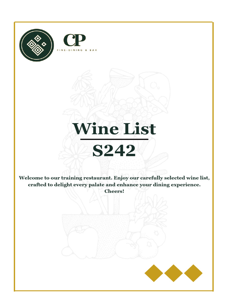 Wine List for Dining Experience | PDF | Wine | California Wine