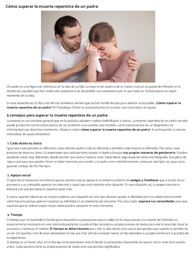 Cómo superar la muerte repentina de un padre | PDF