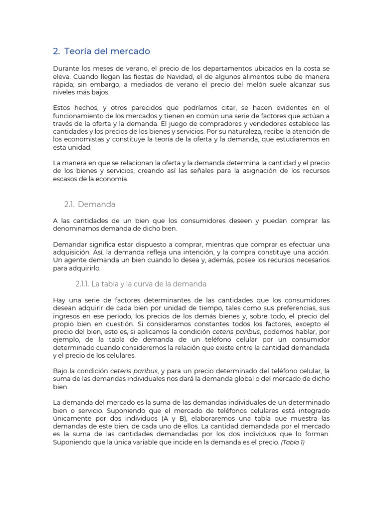 Teoría de la oferta y demanda económica | PDF | Oferta (economía ...