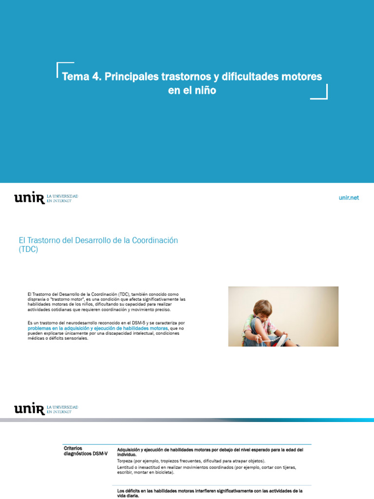 Tema 4. Principales Trastornos y Dificultades Motores en El Niño | PDF ...