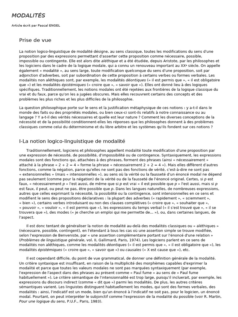 Comprendre la modalité en logique | PDF | Logique | Vérité