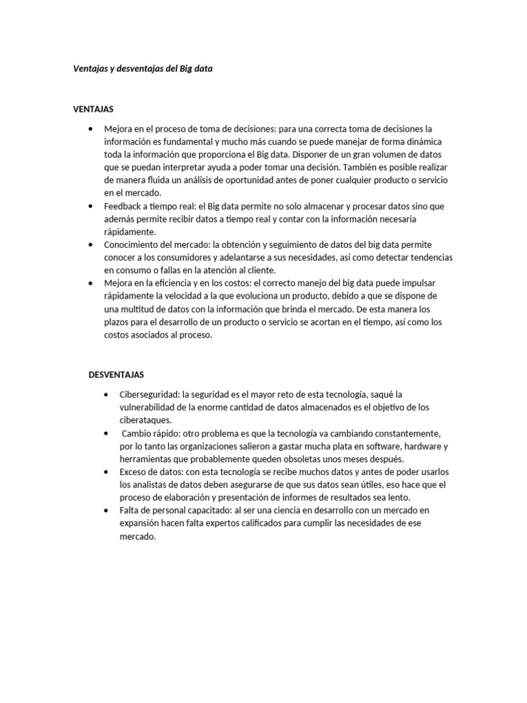 Ventajas y Desventajas Del Big Data | PDF