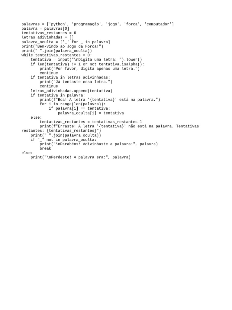 Jogo da Forca em Python | PDF