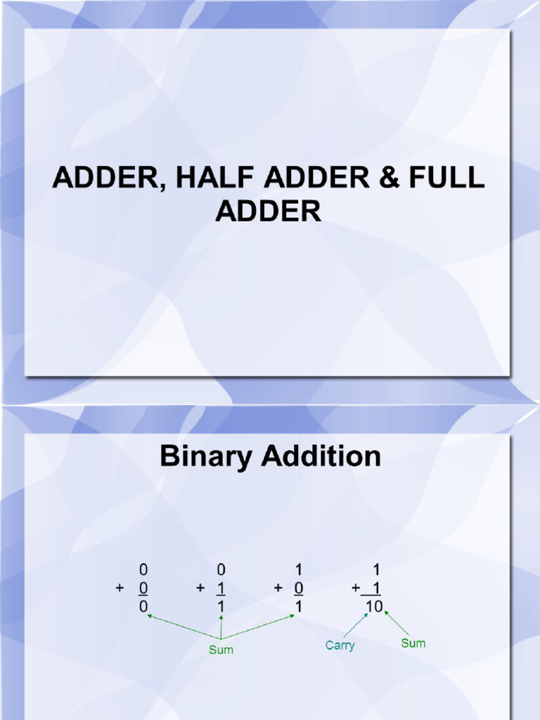Adder Half Adder Amp Full Adder Ppt Download | PDF