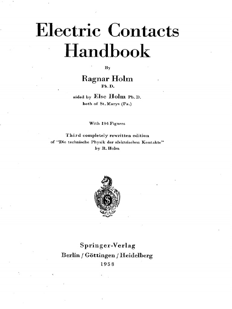 Electrical Contacts Handbook | PDF