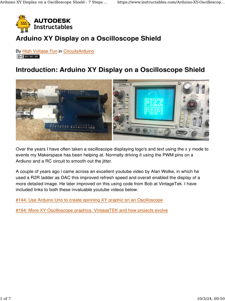 Arduino XY Display On A Oscilloscope Shield - 7 Steps (With Pictures ...