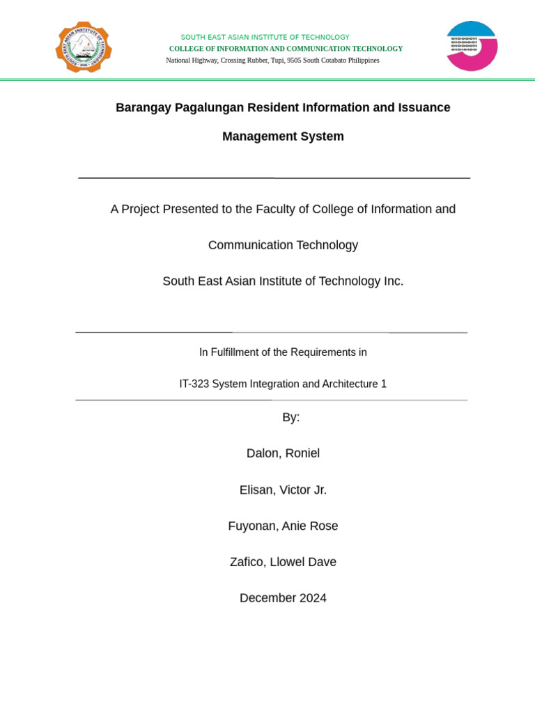 Barangay Pagalungan Resident Info System | PDF | Backup | Use Case