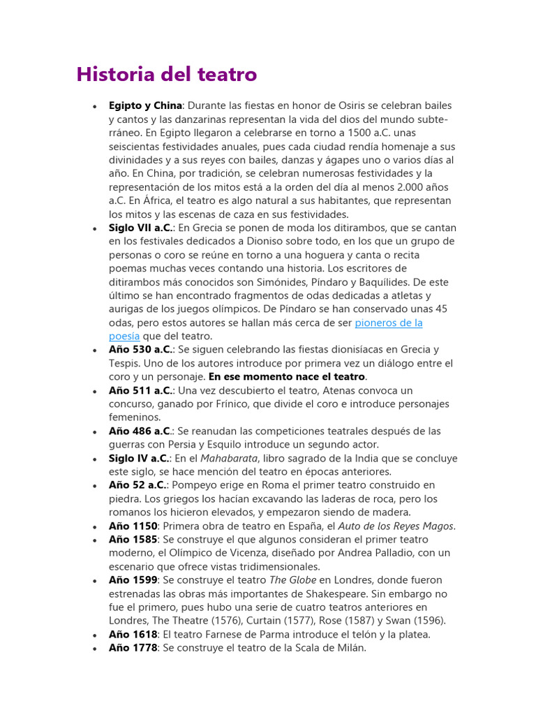 Evolución del Teatro a lo Largo de la Historia | PDF | Teatro