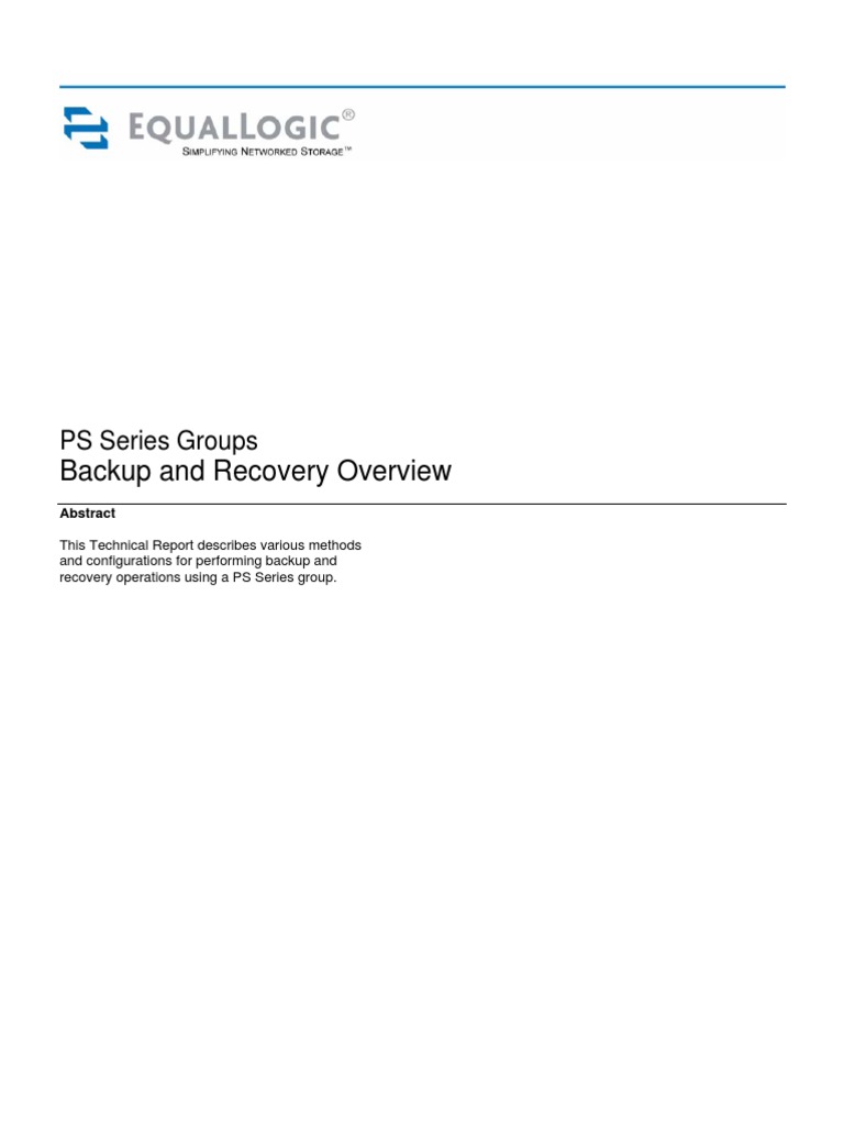 Backup & Recovery Overview | PDF | Backup | Computer Data Storage