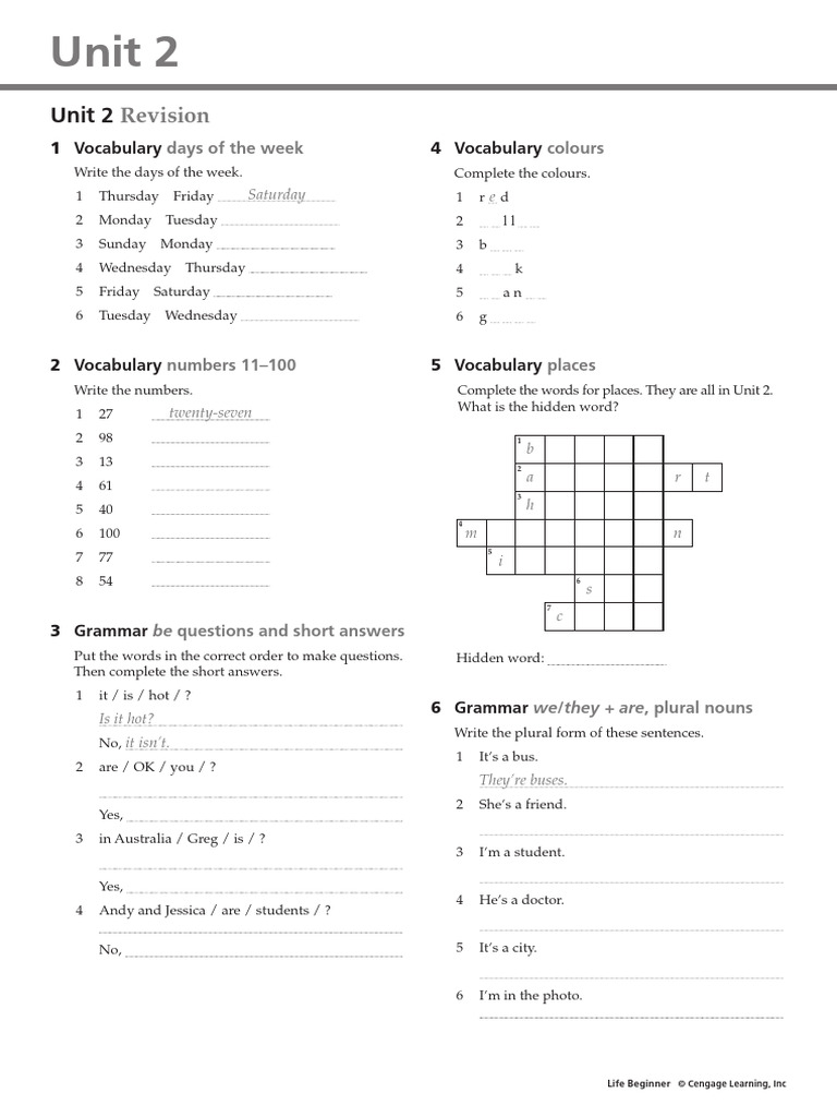 Unit 2 English Exercises for Beginners | PDF | Language Mechanics ...