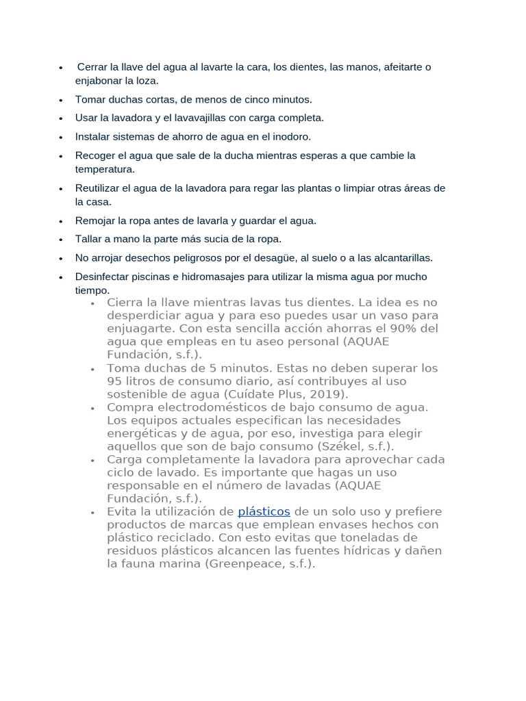 Acciones para El Cuidado Del Agua | PDF