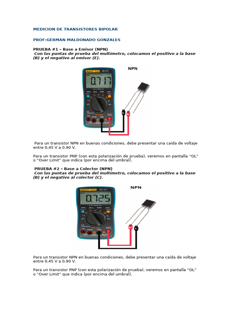 Medición de Transistores NPN y PNP | PDF