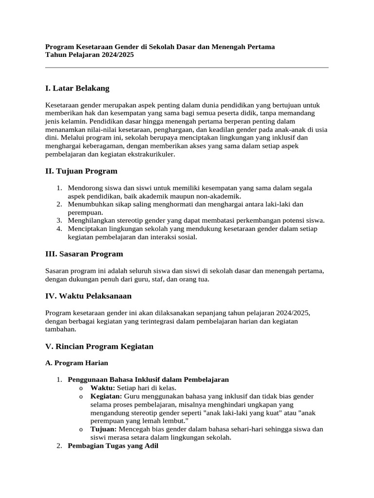 Program Kesetaraan Gender
