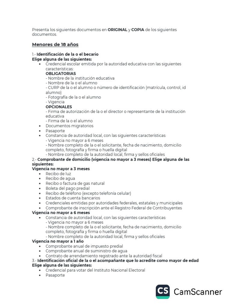 Documentos Requeridos para Becas | PDF | Certificado de nacimiento ...