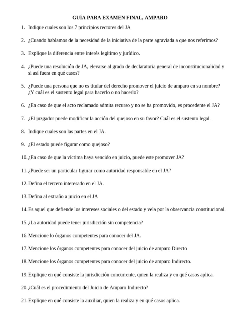 Guía de Estudio para Juicio de Amparo | PDF | Justicia | Crimen y violencia