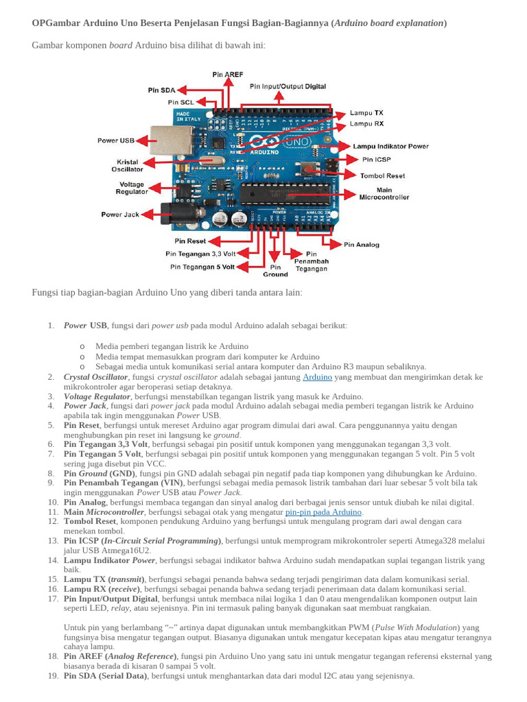Gambar Arduino Uno Beserta Penjelasan Fungsi Bagian | PDF