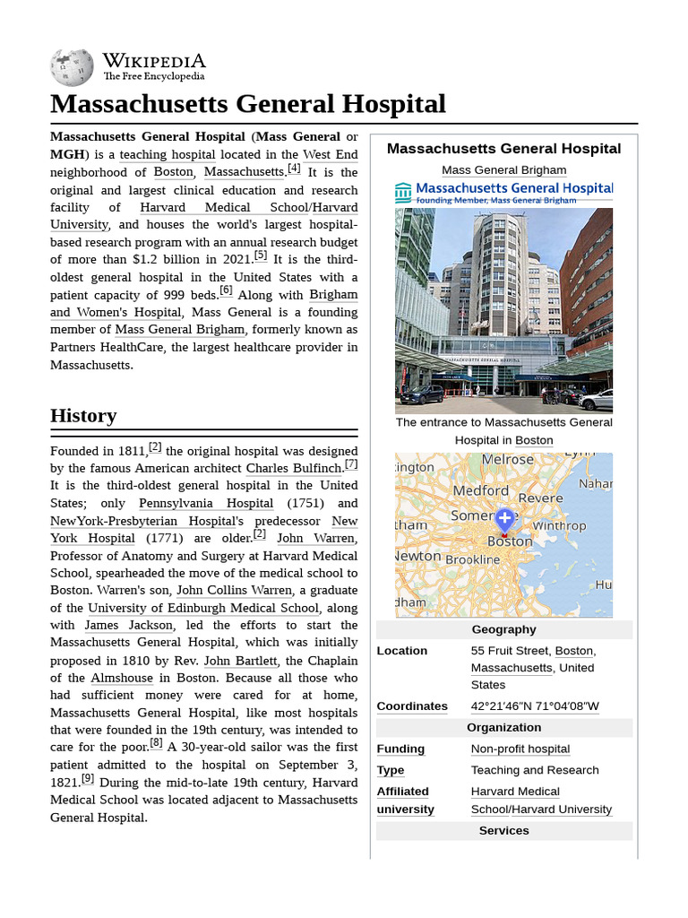 Massachusetts General Hospital Overview | PDF | Medical Specialties ...