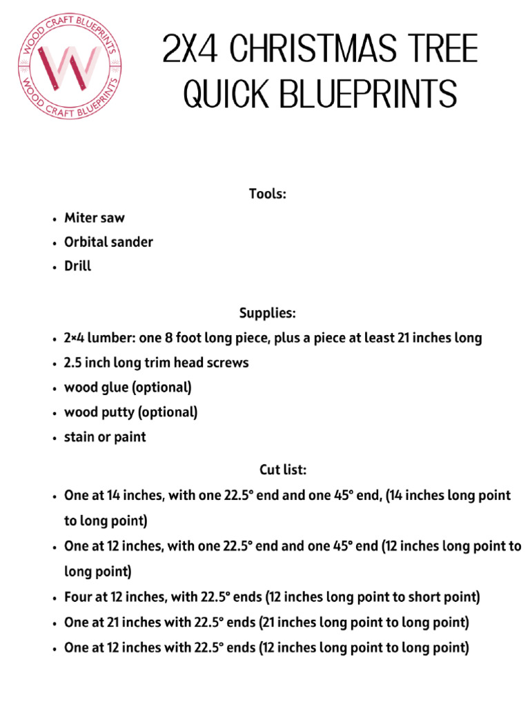 2x4 Christmas Tree printable blueprints - 1