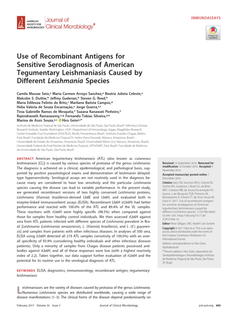 Gilligan Et Al 2017 Use of Recombinant Antigens For Sensitive ...