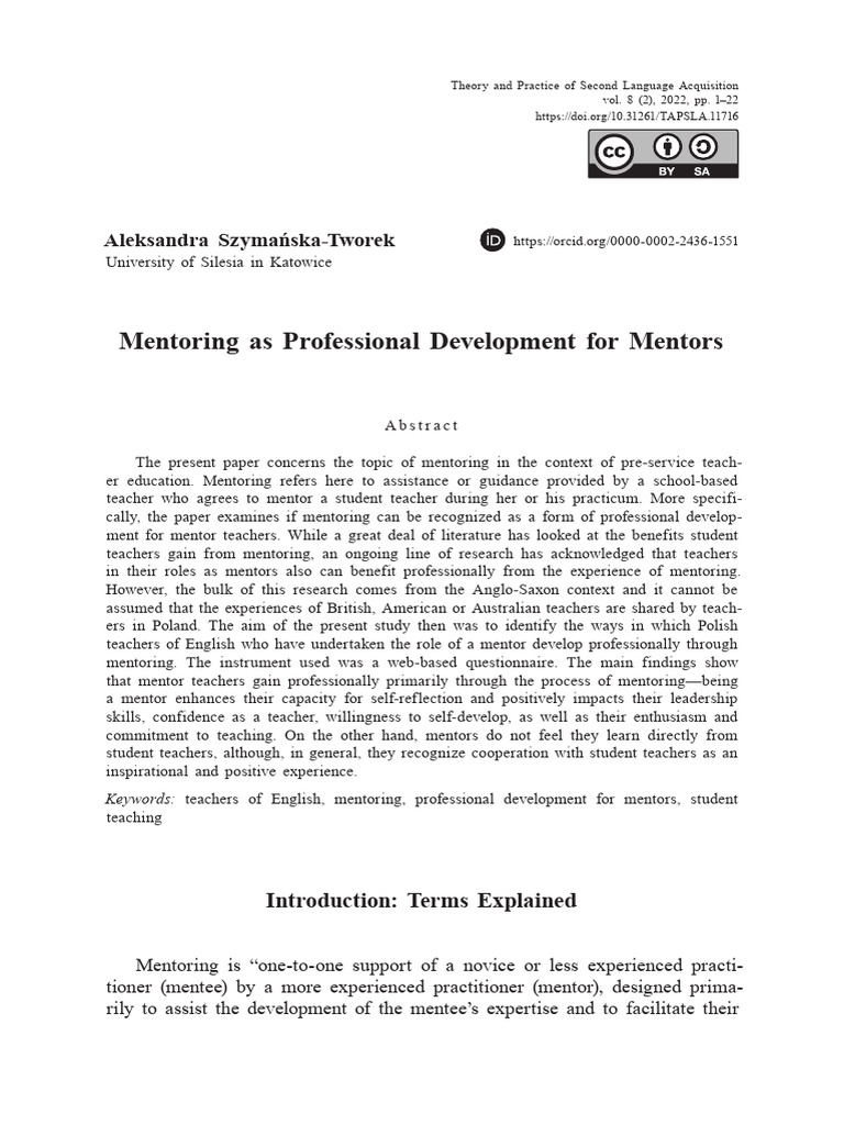 Mentoring As Professional Development For Mentors | PDF | Mentorship ...