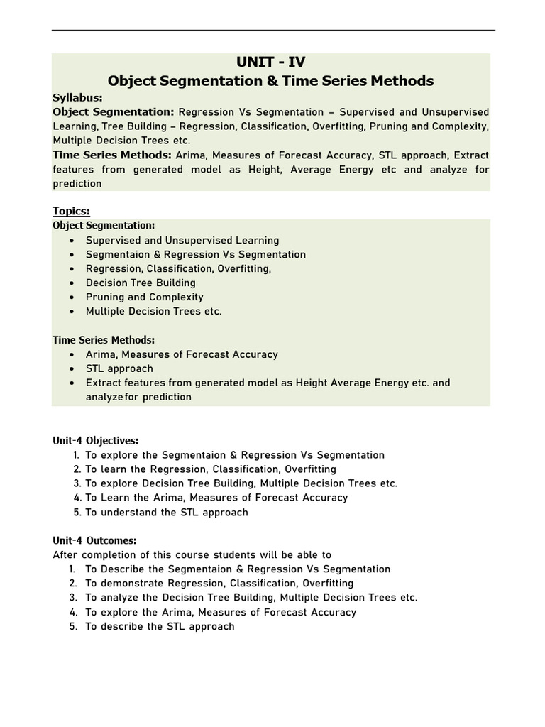Unit 4: Segmentation & Time Series Analysis | PDF | Autoregressive ...