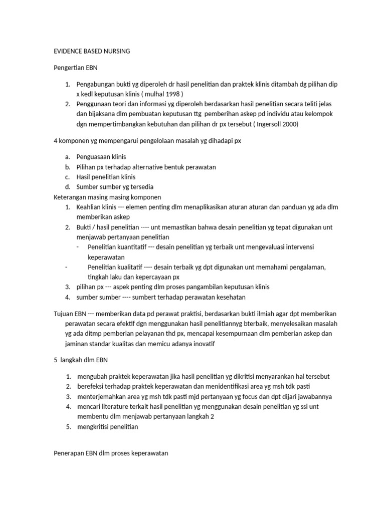 Penerapan Evidence Based Nursing dalam Keperawatan | PDF