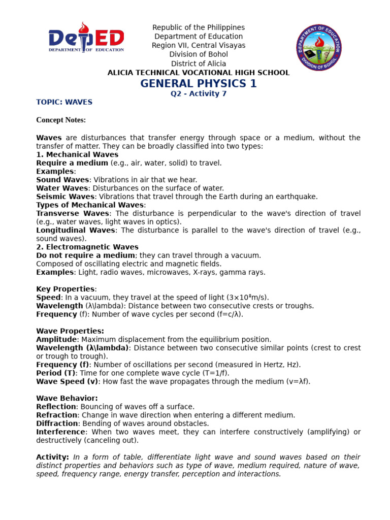 Activity 7 - Waves | PDF