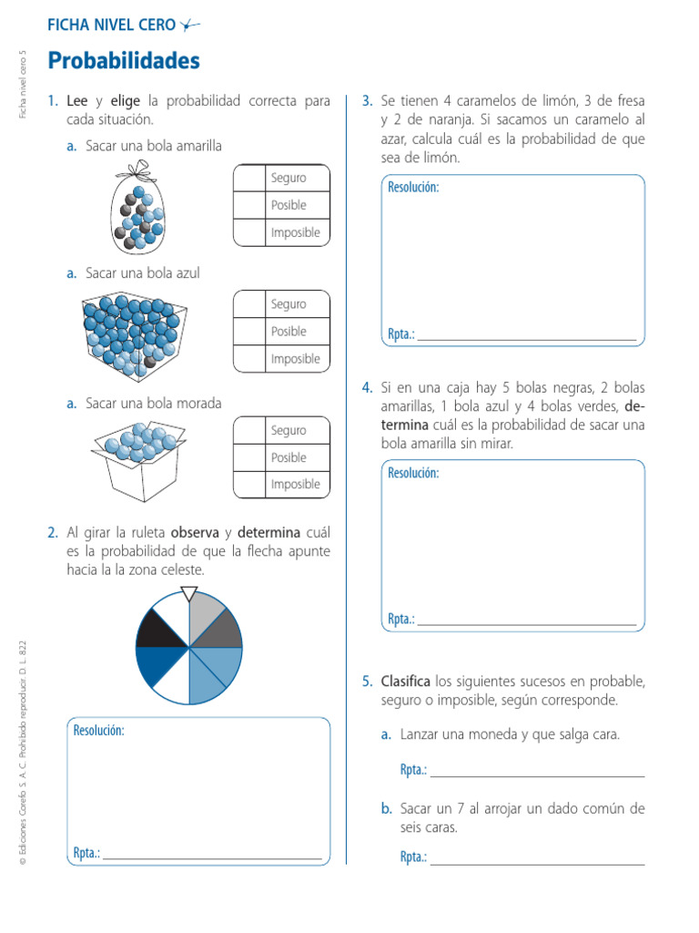 Ejercicios de Probabilidades Básicas | PDF | Probabilidad | Teoría de ...