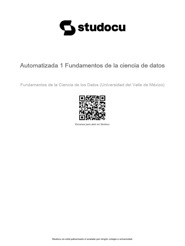 Fundamentos de Ciencia de Datos UVM | PDF