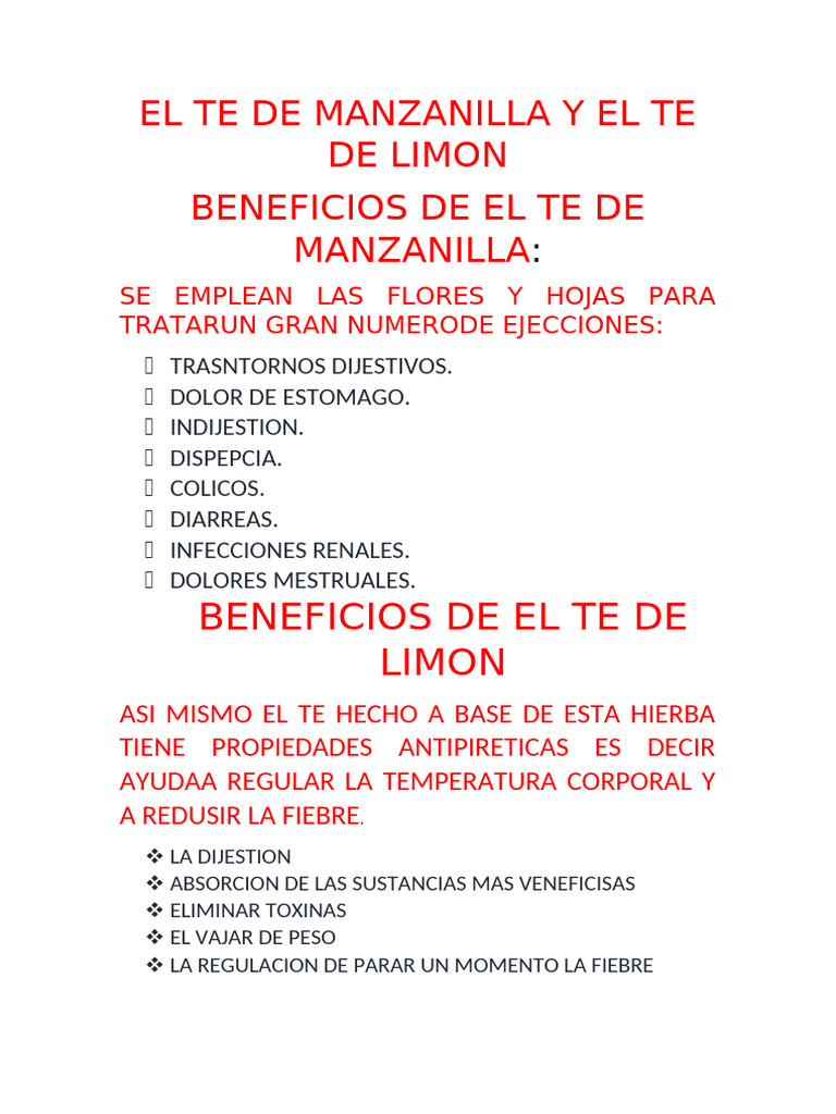 El Te de Manzanilla y El Te de Limon | PDF