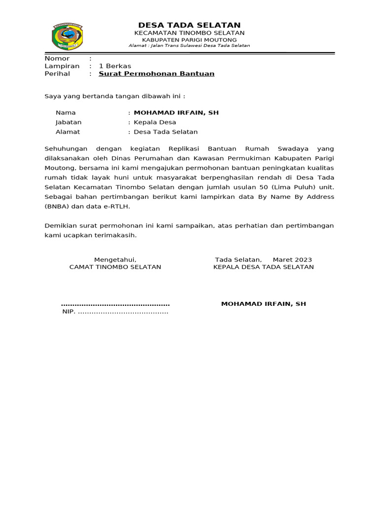 Contoh Proposal RTLH | PDF