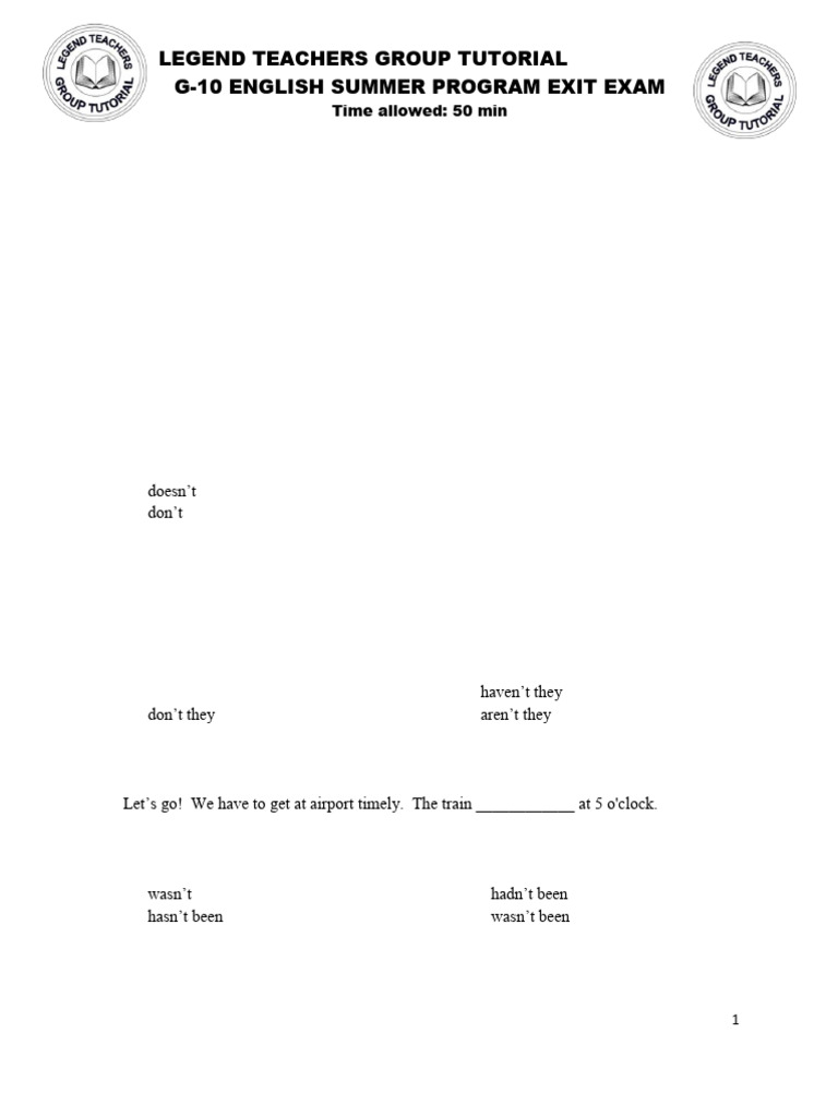 Eng Gr-10 Exit Exam | PDF | Tests | Linguistics