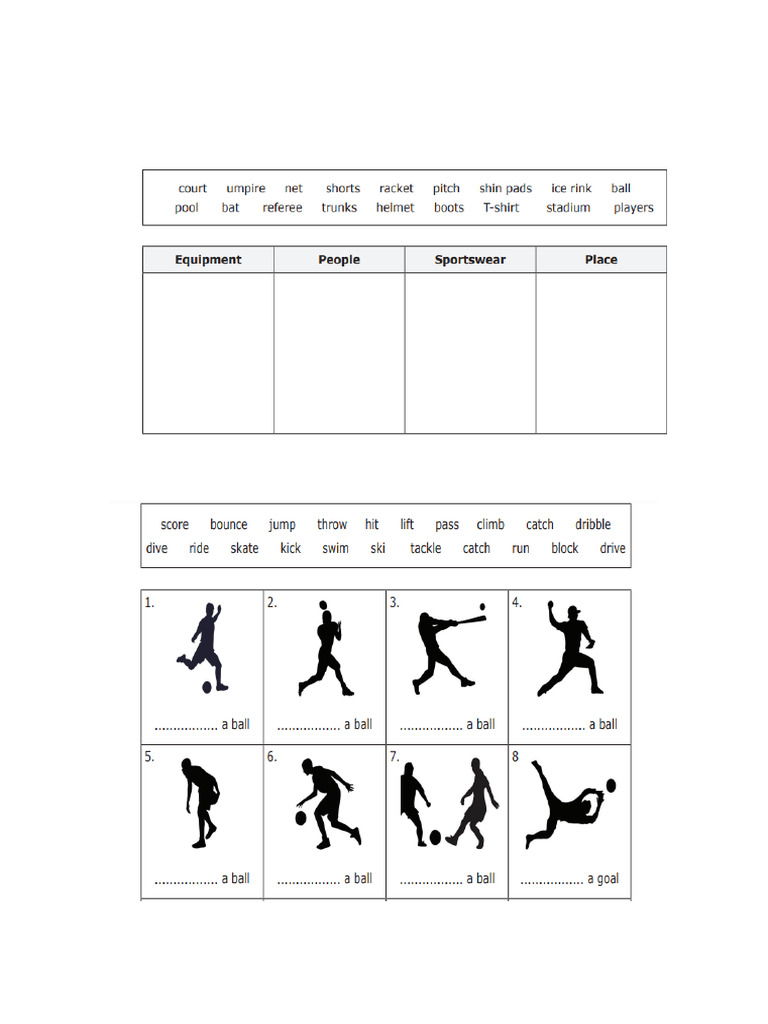 Sports Vocabulary and Activities Guide | PDF