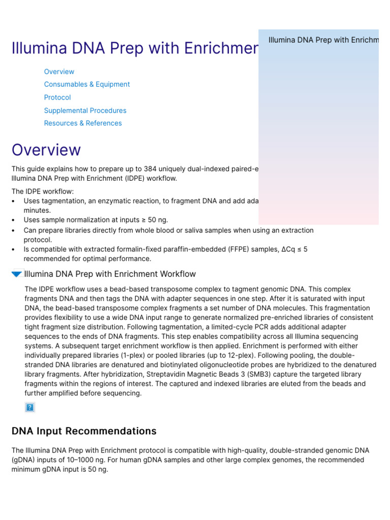 Illumina DNA Prep with Enrichment Guide | PDF | Dna Sequencing ...