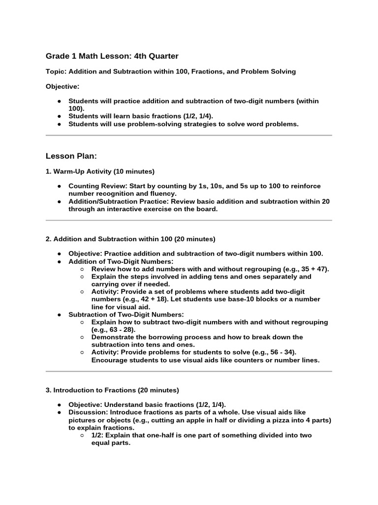 Grade 1 Math Lesson_ 1st Quarter (3) | PDF | Subtraction | Mathematics