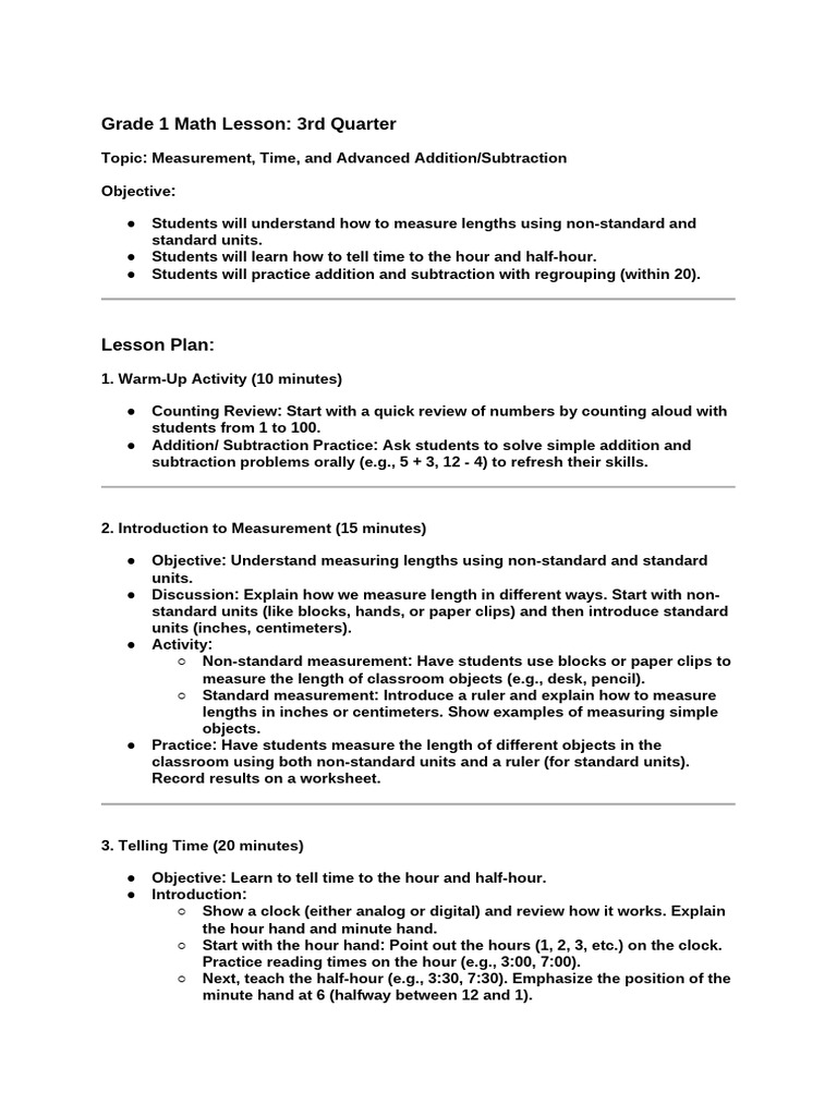 Grade 1 Math Lesson_ 1st Quarter (2) | PDF | Clock | Behavior Modification