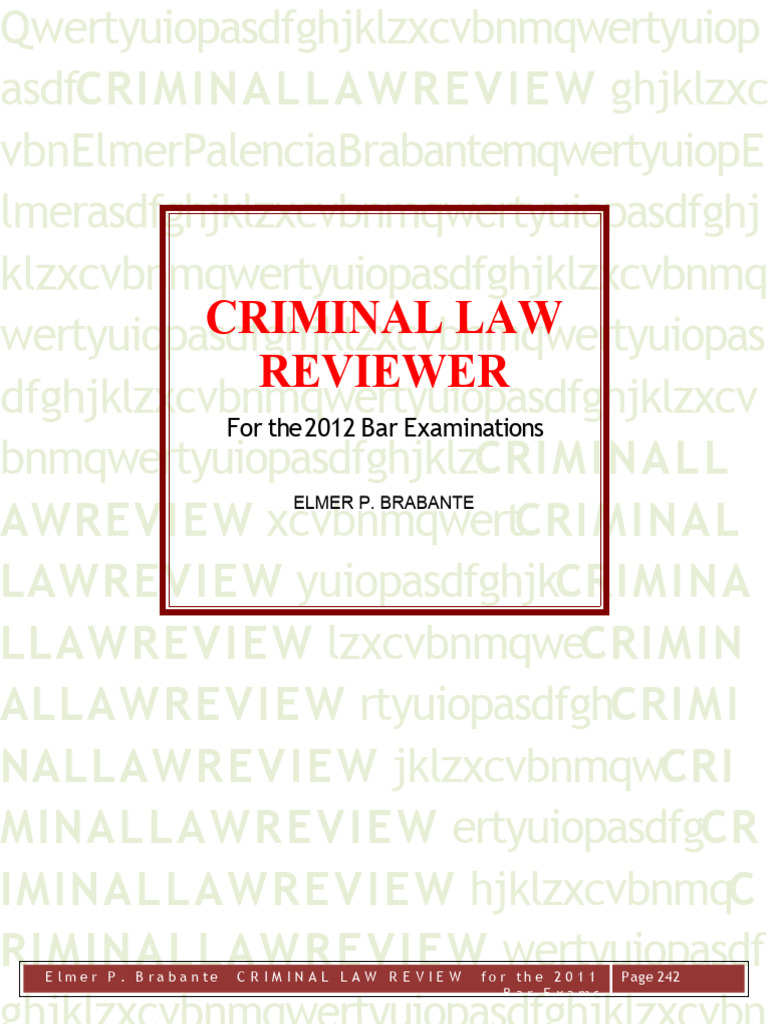 Criminal Law Review for Bar Exams | PDF | Ex Post Facto Law | Crimes