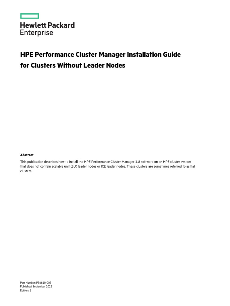Hpe a00127303en us hpe performance cluster manager installation guide
