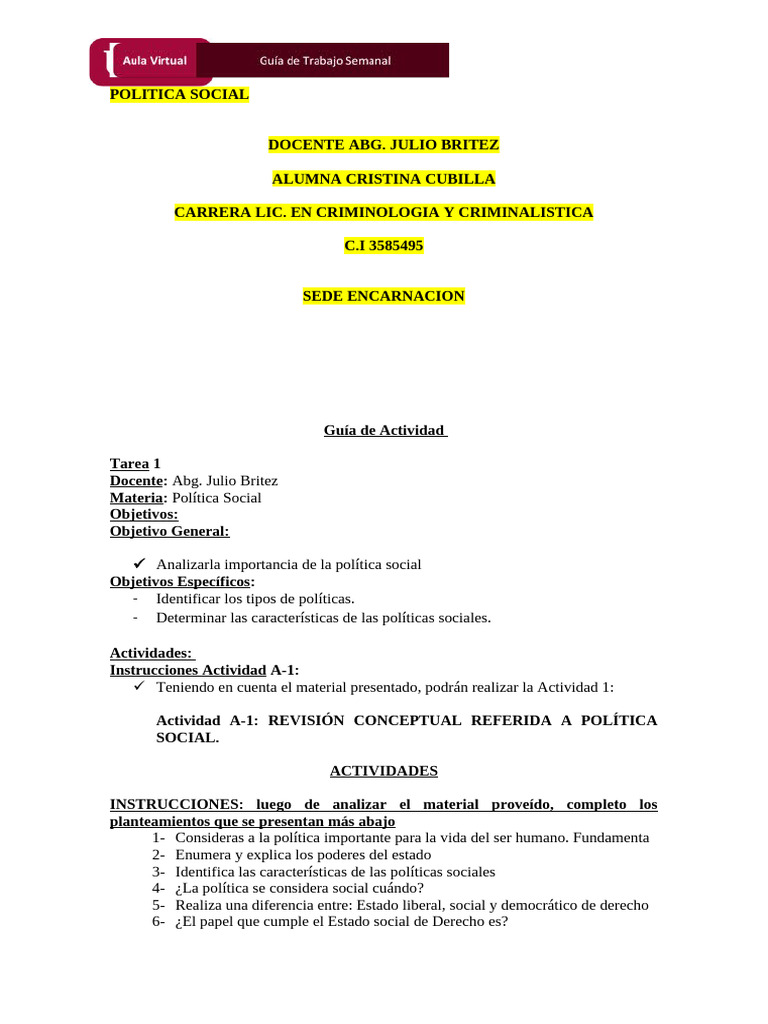 Importancia de la Política Social en Criminología | PDF | Estado ...