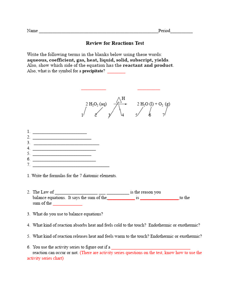 Review Unit 4 | PDF | Chemical Reactions | Chemistry