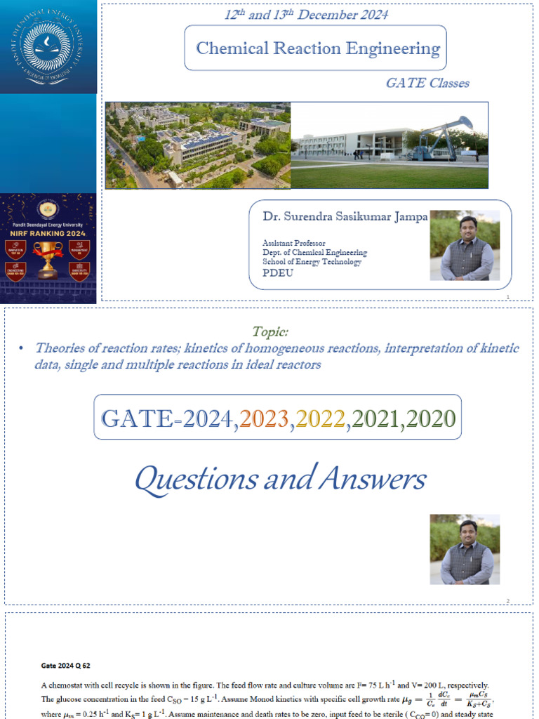 GATE Chemical Reaction Engineering Guide | PDF | Catalysis | Chemical ...