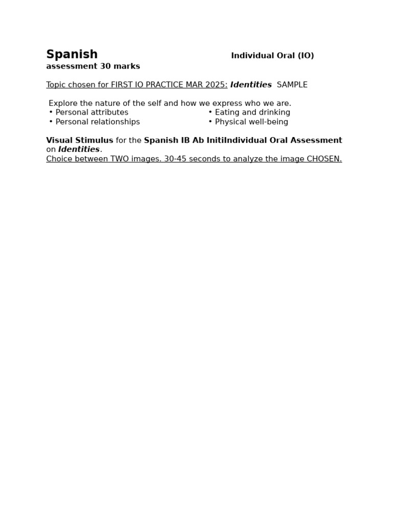 Spanish Ab Initio IO Assessment Guide | PDF | Applied Linguistics ...