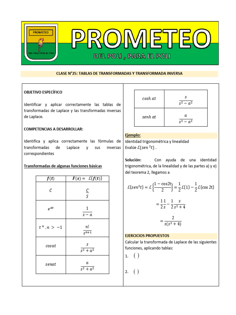 Tablas de Transformadas Inversas de Laplace | PDF | Ecuaciones ...