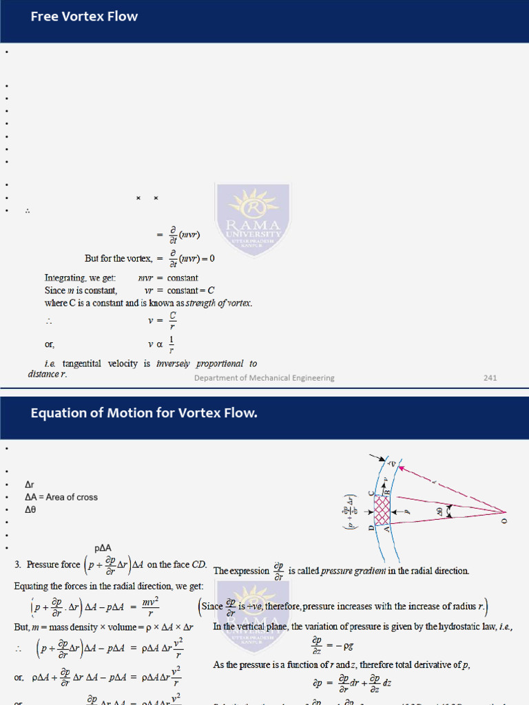 Water Flow in Free Vortex Dynamics | PDF | Vortices | Rotation Around A ...