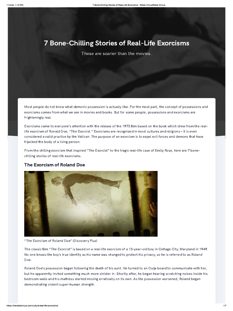 7 Real-Life Exorcism Stories | PDF | Exorcism | Demonology